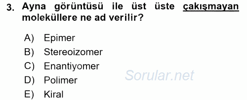 Temel Veteriner Biyokimya 2016 - 2017 Dönem Sonu Sınavı 3.Soru