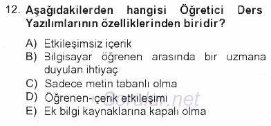 Temel Bilgi Teknolojileri 2 2012 - 2013 Tek Ders Sınavı 12.Soru