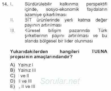 Temel Bilgi Teknolojileri 2 2012 - 2013 Tek Ders Sınavı 14.Soru