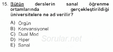 Temel Bilgi Teknolojileri 2 2012 - 2013 Tek Ders Sınavı 15.Soru