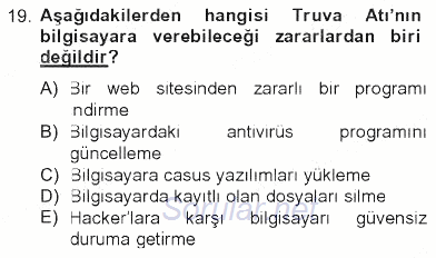 Temel Bilgi Teknolojileri 2 2012 - 2013 Tek Ders Sınavı 19.Soru