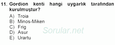 Akdeniz Uygarlıkları Sanatı 2012 - 2013 Ara Sınavı 11.Soru