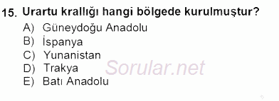 Akdeniz Uygarlıkları Sanatı 2012 - 2013 Ara Sınavı 15.Soru