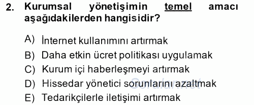 Finansal Yönetim 2014 - 2015 Ara Sınavı 2.Soru