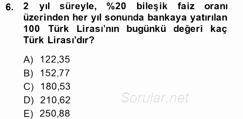 Finansal Yönetim 2014 - 2015 Ara Sınavı 6.Soru