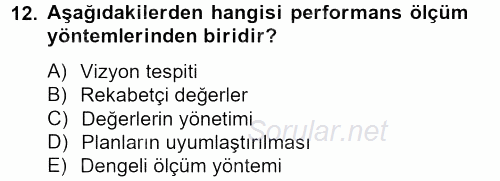 Spor Yönetimi 2012 - 2013 Dönem Sonu Sınavı 12.Soru