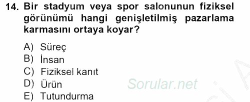 Spor Yönetimi 2012 - 2013 Dönem Sonu Sınavı 14.Soru