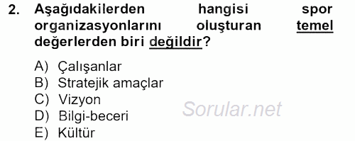 Spor Yönetimi 2012 - 2013 Dönem Sonu Sınavı 2.Soru