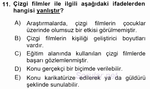 İletişim Ortamları Tasarımı 2016 - 2017 Dönem Sonu Sınavı 11.Soru