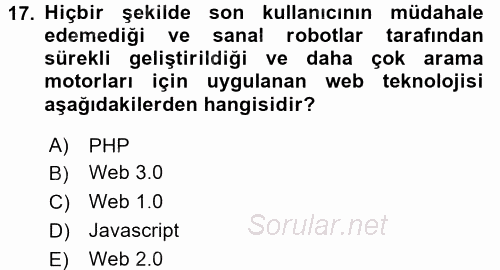 İletişim Ortamları Tasarımı 2016 - 2017 Dönem Sonu Sınavı 17.Soru