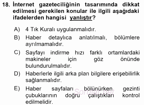 İletişim Ortamları Tasarımı 2016 - 2017 Dönem Sonu Sınavı 18.Soru