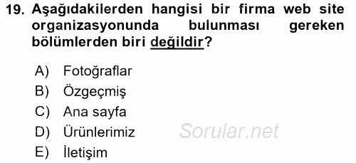 İletişim Ortamları Tasarımı 2016 - 2017 Dönem Sonu Sınavı 19.Soru
