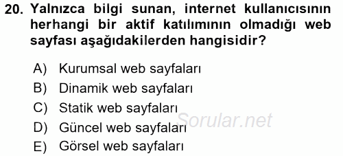 İletişim Ortamları Tasarımı 2016 - 2017 Dönem Sonu Sınavı 20.Soru