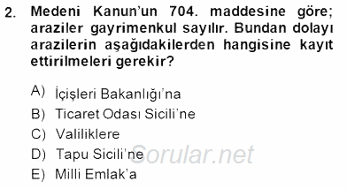 Emlak Yönetimi ve Pazarlaması 2014 - 2015 Ara Sınavı 2.Soru