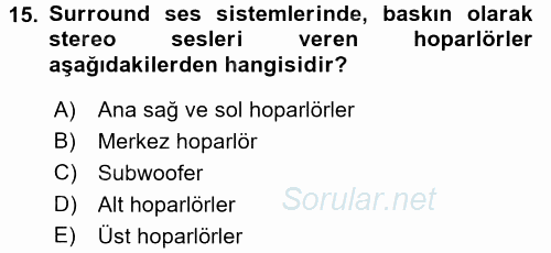 Ev Teknolojisi 2015 - 2016 Dönem Sonu Sınavı 15.Soru
