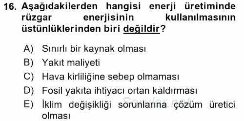 Ev Teknolojisi 2015 - 2016 Dönem Sonu Sınavı 16.Soru