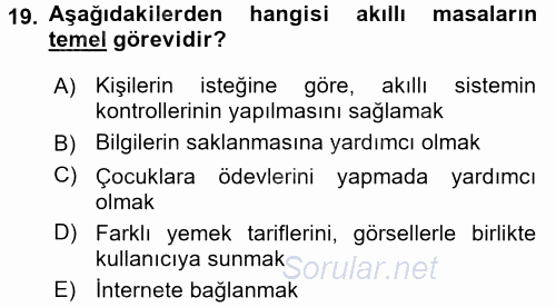 Ev Teknolojisi 2015 - 2016 Dönem Sonu Sınavı 19.Soru