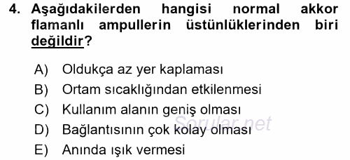 Ev Teknolojisi 2015 - 2016 Dönem Sonu Sınavı 4.Soru