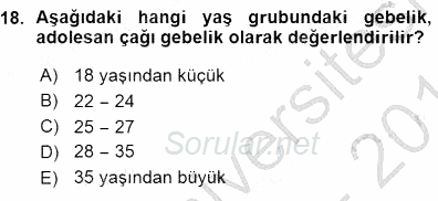 Anne Ve Çocuk Beslenmesi 2015 - 2016 Ara Sınavı 18.Soru