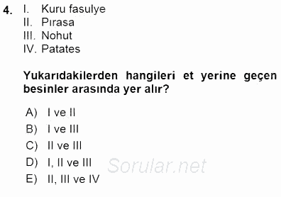 Anne Ve Çocuk Beslenmesi 2015 - 2016 Ara Sınavı 4.Soru