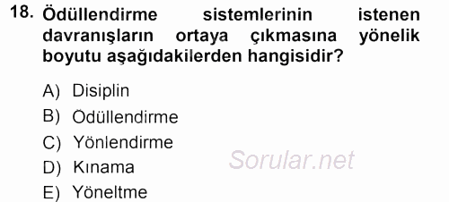 Ücret ve Ödül Yönetimi 2012 - 2013 Dönem Sonu Sınavı 18.Soru