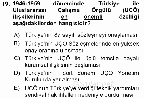 Uluslararası Sosyal Politika 2015 - 2016 Dönem Sonu Sınavı 19.Soru