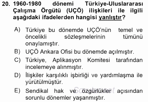 Uluslararası Sosyal Politika 2015 - 2016 Dönem Sonu Sınavı 20.Soru