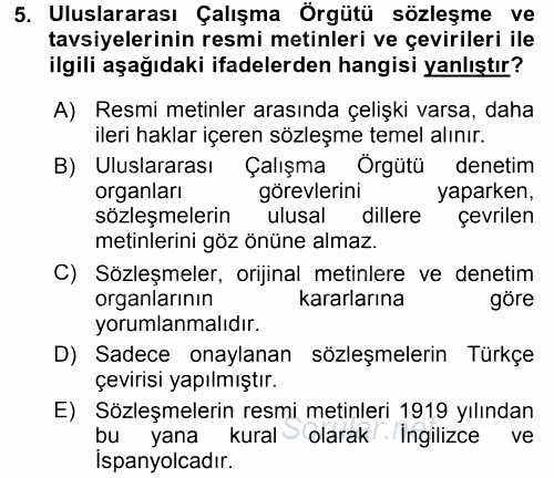 Uluslararası Sosyal Politika 2015 - 2016 Dönem Sonu Sınavı 5.Soru