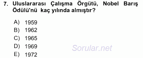 Uluslararası Sosyal Politika 2015 - 2016 Dönem Sonu Sınavı 7.Soru