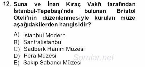 Müzecilik ve Sergileme 2013 - 2014 Ara Sınavı 12.Soru