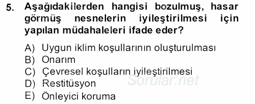 Müzecilik ve Sergileme 2013 - 2014 Ara Sınavı 5.Soru