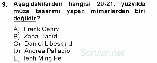 Müzecilik ve Sergileme 2013 - 2014 Ara Sınavı 9.Soru