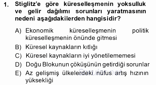 Uluslararası Kamu Maliyesi 2013 - 2014 Dönem Sonu Sınavı 1.Soru