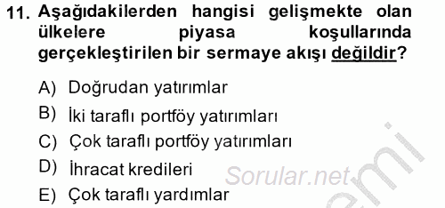 Uluslararası Kamu Maliyesi 2013 - 2014 Dönem Sonu Sınavı 11.Soru