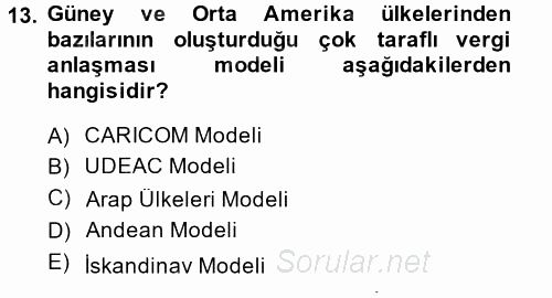 Uluslararası Kamu Maliyesi 2013 - 2014 Dönem Sonu Sınavı 13.Soru