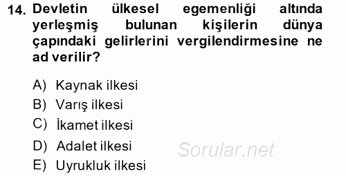 Uluslararası Kamu Maliyesi 2013 - 2014 Dönem Sonu Sınavı 14.Soru