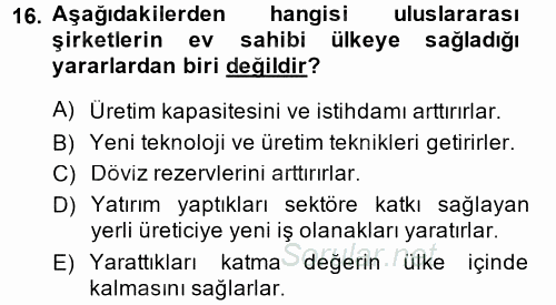 Uluslararası Kamu Maliyesi 2013 - 2014 Dönem Sonu Sınavı 16.Soru