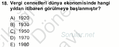 Uluslararası Kamu Maliyesi 2013 - 2014 Dönem Sonu Sınavı 18.Soru