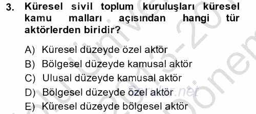 Uluslararası Kamu Maliyesi 2013 - 2014 Dönem Sonu Sınavı 3.Soru