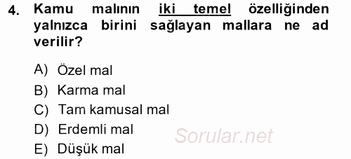 Uluslararası Kamu Maliyesi 2013 - 2014 Dönem Sonu Sınavı 4.Soru