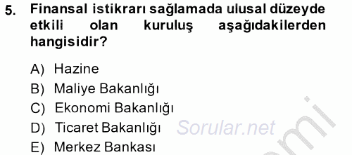 Uluslararası Kamu Maliyesi 2013 - 2014 Dönem Sonu Sınavı 5.Soru