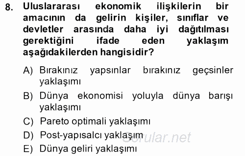 Uluslararası Kamu Maliyesi 2013 - 2014 Dönem Sonu Sınavı 8.Soru