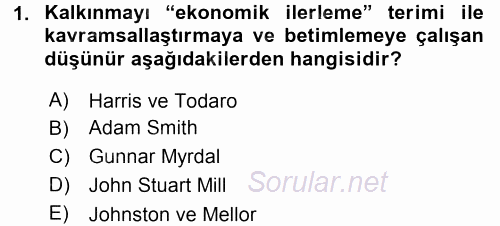 Tarım Ekonomisi ve Tarımsal Politikalar 2016 - 2017 3 Ders Sınavı 1.Soru