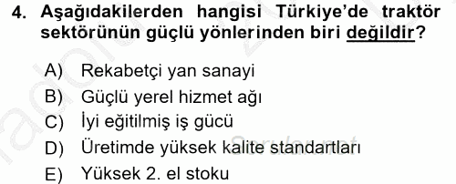 Tarım Ekonomisi ve Tarımsal Politikalar 2016 - 2017 3 Ders Sınavı 4.Soru
