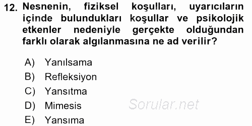 Görsel Estetik 2017 - 2018 Ara Sınavı 12.Soru