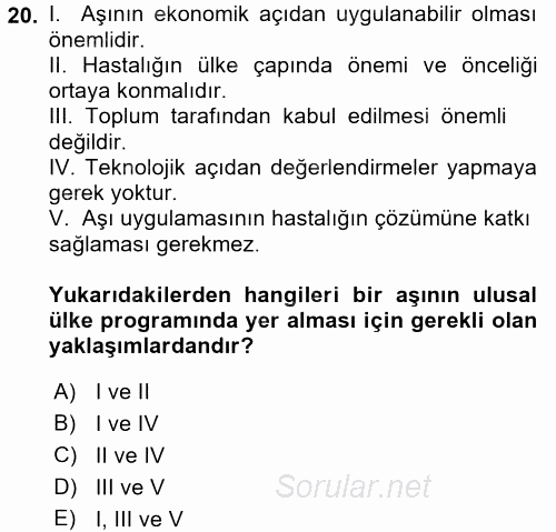 Temel Sağlık Hizmetleri 2015 - 2016 Ara Sınavı 20.Soru