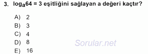 Genel Matematik 2017 - 2018 Dönem Sonu Sınavı 3.Soru
