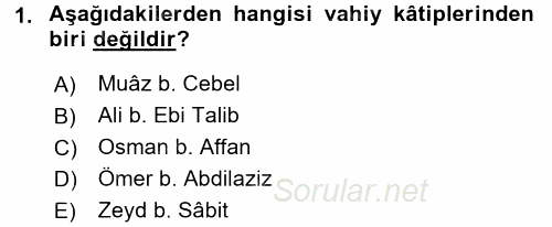 Tefsir Tarihi ve Usulü 2015 - 2016 Ara Sınavı 1.Soru