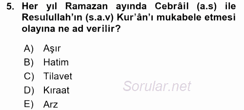 Tefsir Tarihi ve Usulü 2015 - 2016 Ara Sınavı 5.Soru