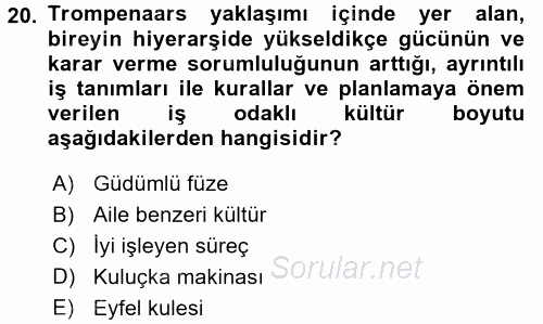 Psikoloji 2017 - 2018 Dönem Sonu Sınavı 20.Soru